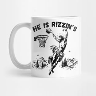 He Is Risen Funny Basketball Retro Christian Religious Mug